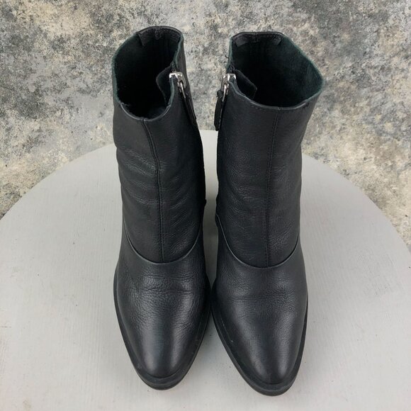 Topshop Women's Size 36** Soft Black Leather High Heel Side Zip Ankle Boots - Picture 3 of 16